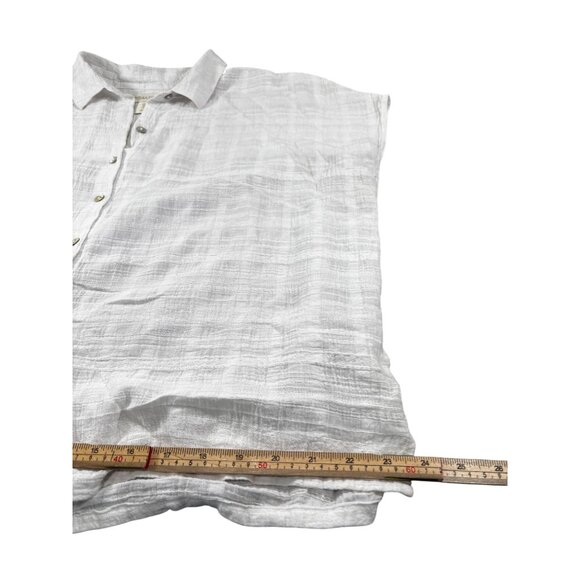 Cynthia Rowley Womens White Button-Up Top L - Picture 6 of 8